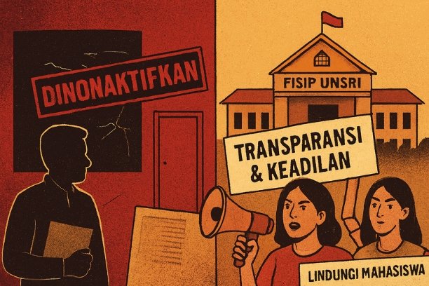 Unsri menonaktifkan dosen terduga pelaku pelecehan seksual di FISIP. BEM FISIP menuntut keadilan dan transparansi penuh dalam penanganan kasus tersebut.