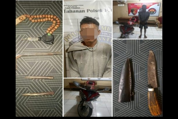 Tim Panther Polsek Pemulutan menangkap pelaku curanmor bersenjata tajam di Ogan Ilir. Polisi amankan barang bukti motor curian, kunci T, dan senjata tajam.